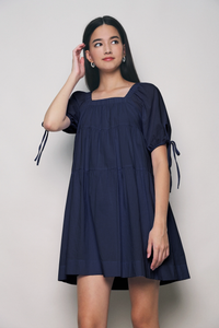 Andre Square Neck Dress Navy (Restock)