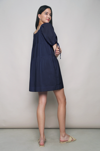 Andre Square Neck Dress Navy (Restock)