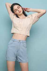 Asher Denim Mom Shorts Light Denim
