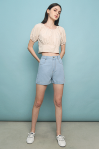 Asher Denim Mom Shorts Light Denim