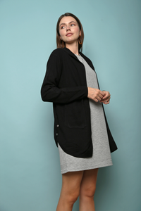 Ashleigh Oversized Hooded Cardigan Black (Restock)