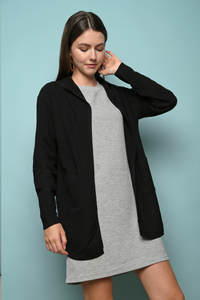 Ashleigh Oversized Hooded Cardigan Black (Restock)