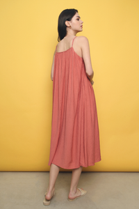 Axio Strappy Textured Midi Dress Coral