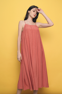 Axio Strappy Textured Midi Dress Coral