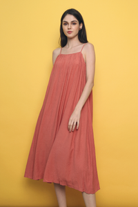 Axio Strappy Textured Midi Dress Coral