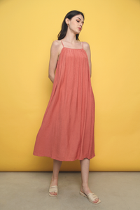 Axio Strappy Textured Midi Dress Coral
