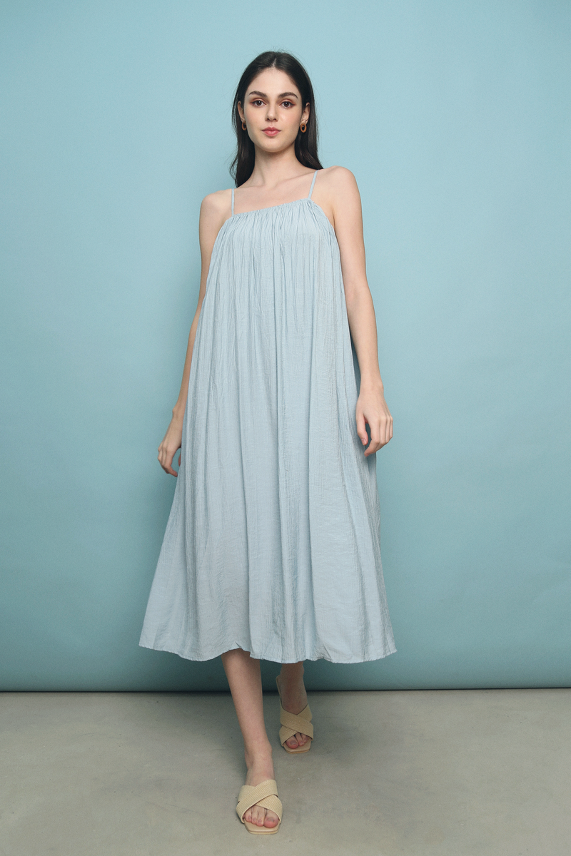 Axio Strappy Textured Midi Dress Sky