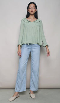Benie Ruffle Sleeves Top Mint