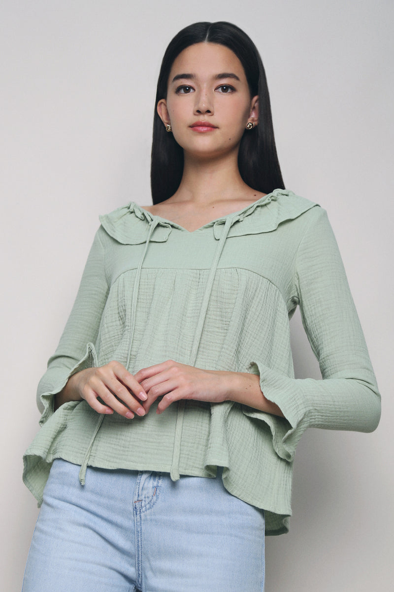 Benie Ruffle Sleeves Top Mint