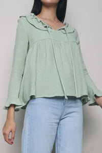 Benie Ruffle Sleeves Top Mint