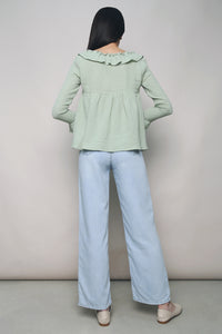 Benie Ruffle Sleeves Top Mint