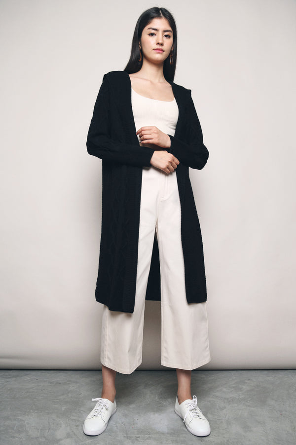 Bonds Hooded Long Knit Cardigan Black (Restock)