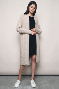 Bonds Hooded Long Knit Cardigan Taupe (Restock)