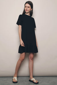 Jaylee Peplum Tee Dress Black (Restock)