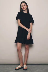 Jaylee Peplum Tee Dress Black (Restock)