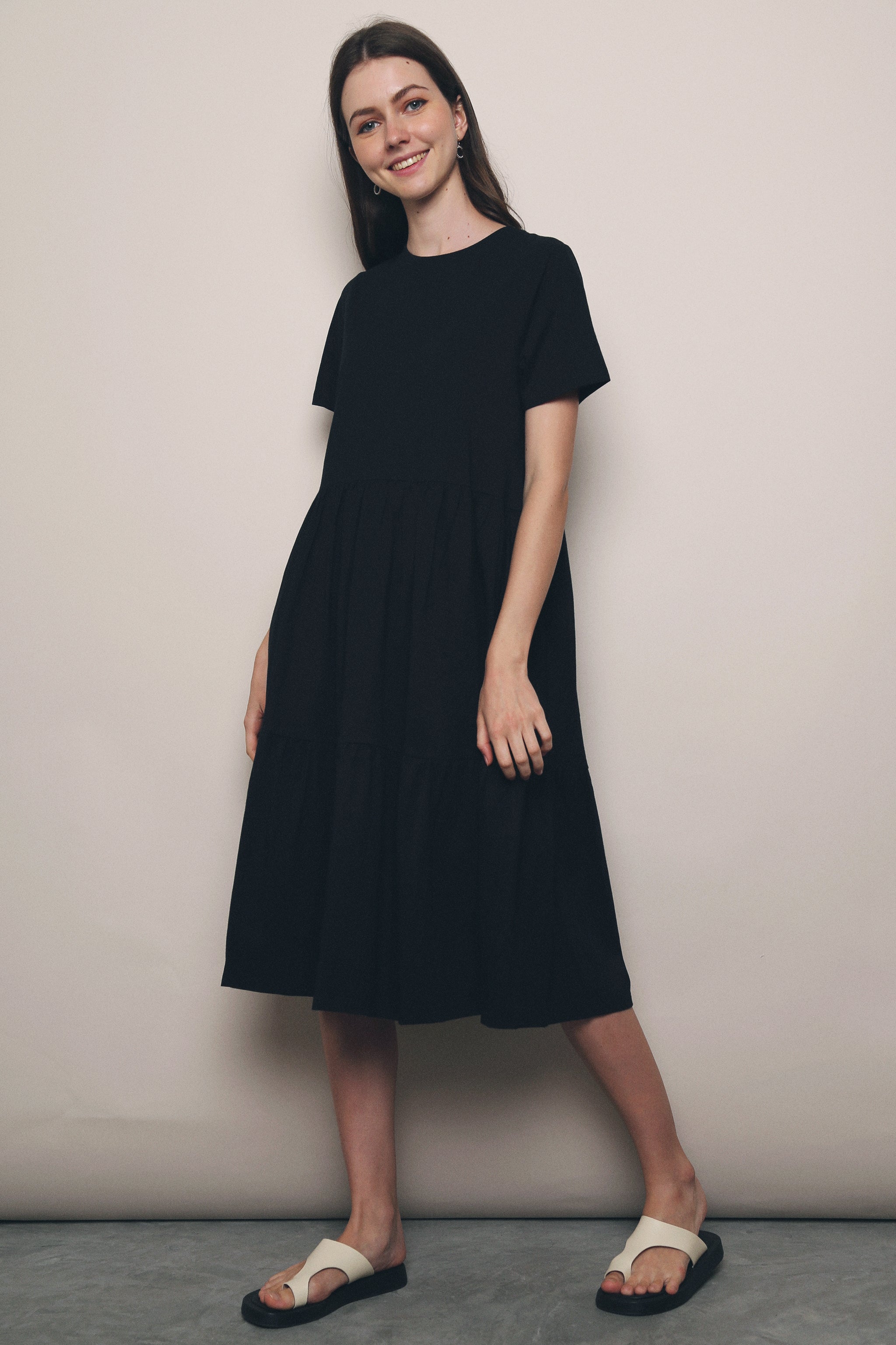 Val Layered Tee Dress Black (Restock)