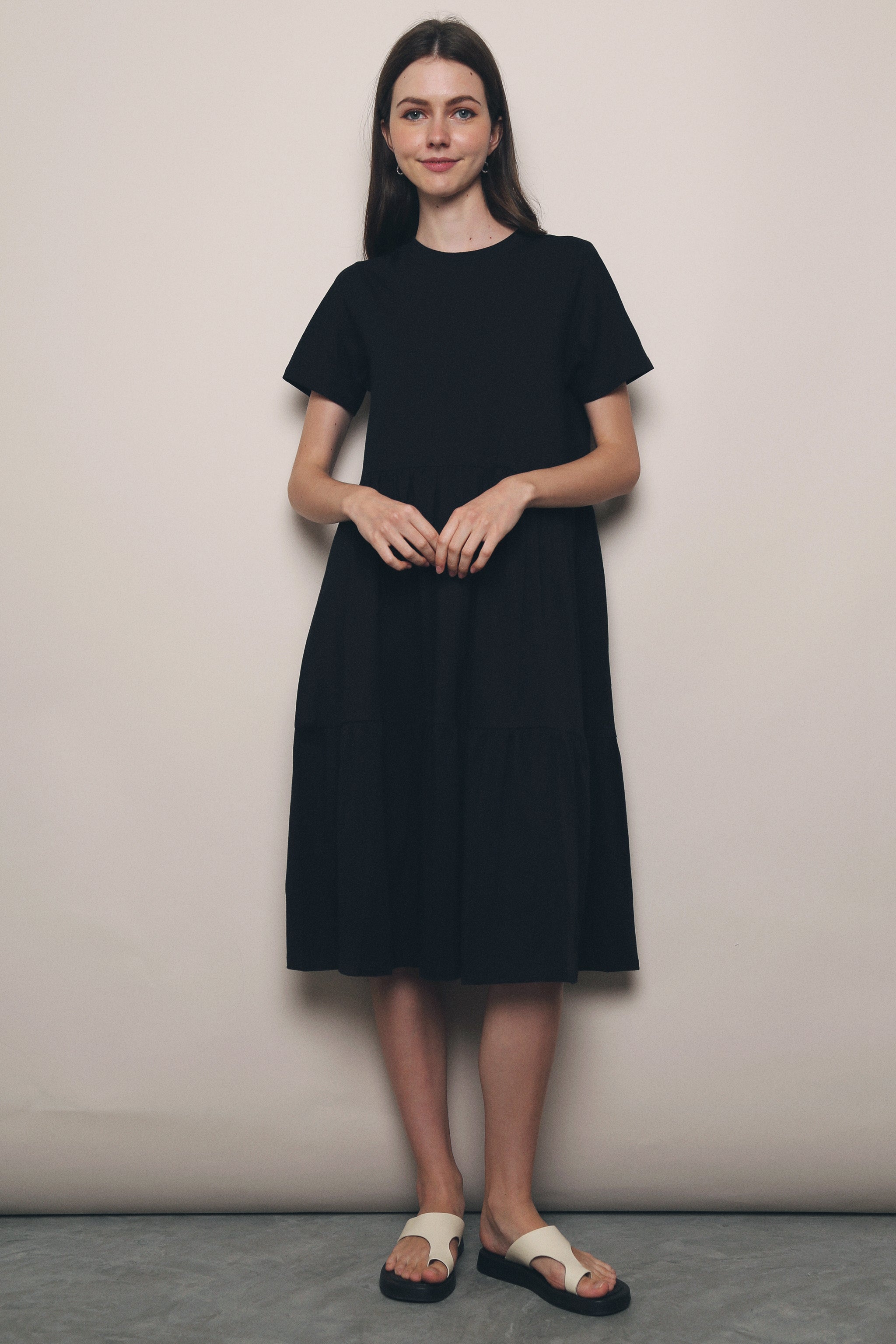 Val Layered Tee Dress Black (Restock)