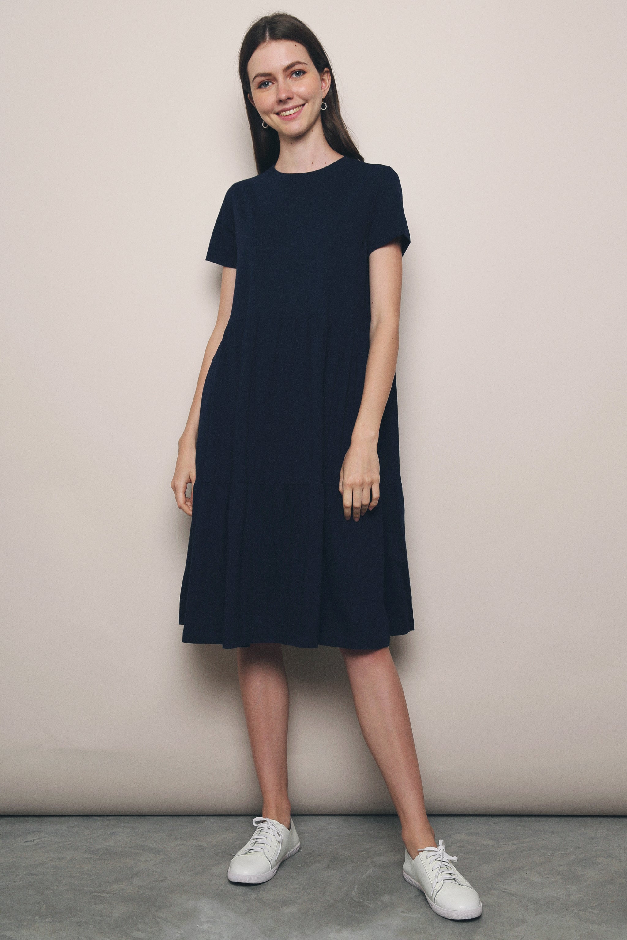 Val Layered Tee Dress Navy (Restock)
