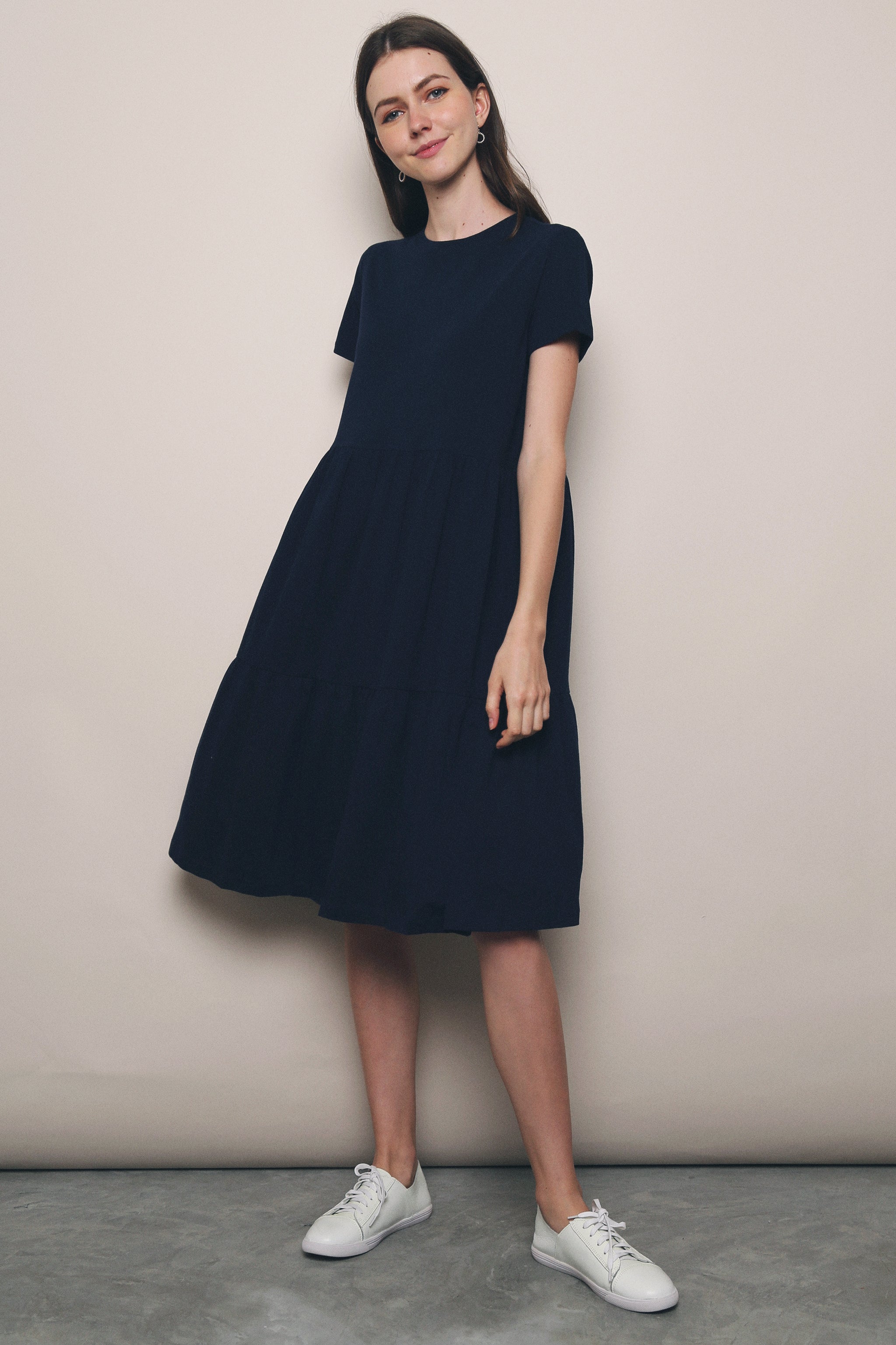 Val Layered Tee Dress Navy (Restock)