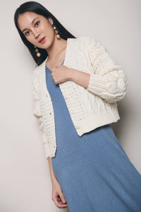 Gretel Cable Knit Cardigan Cream