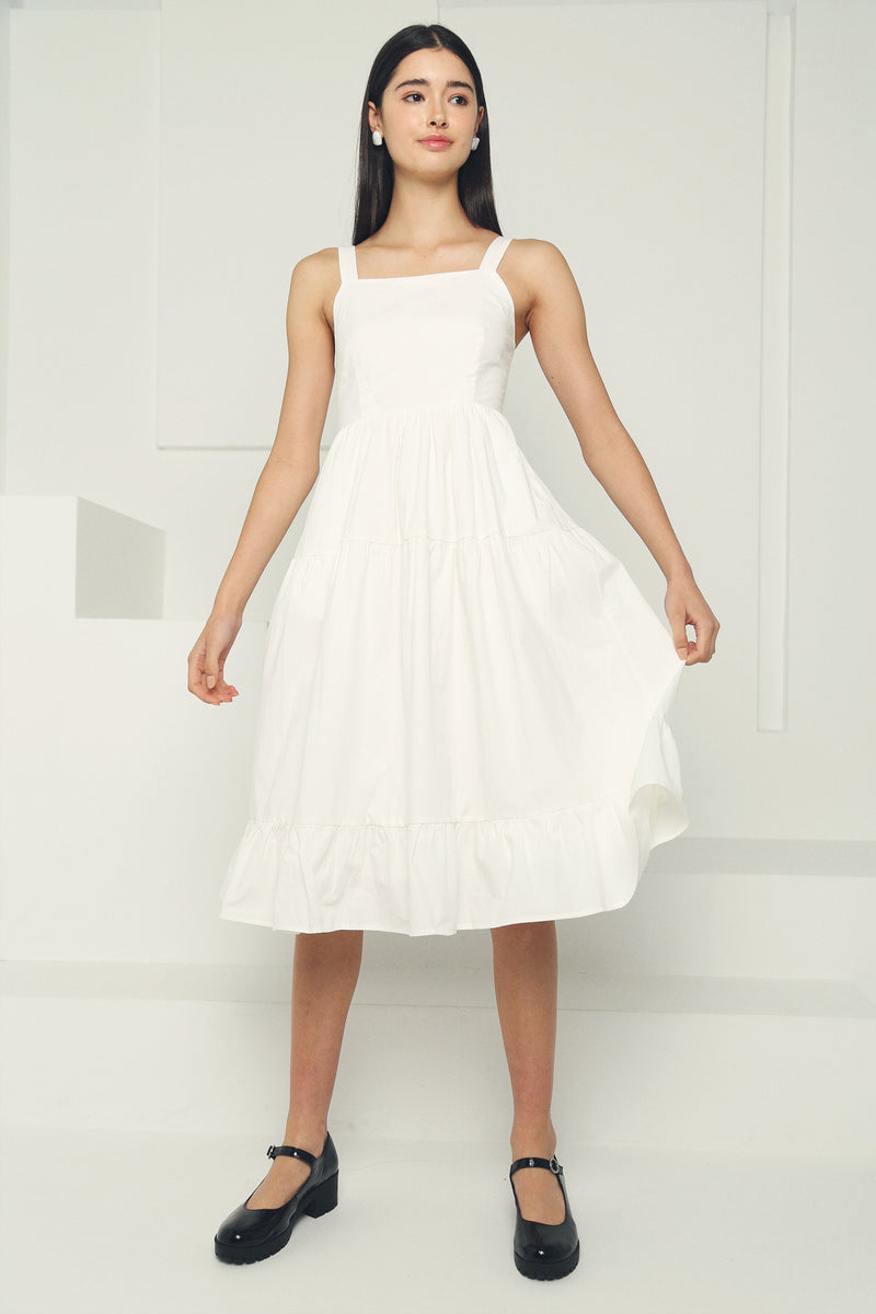 Miu Cotton Midi Dress White