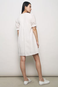 Desire Pleat Babydoll Dress White