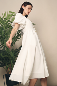 Missha Bubble Sleeves Midi Dress White