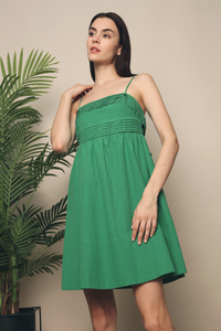 Gwella Pleated Strappy Dress Green