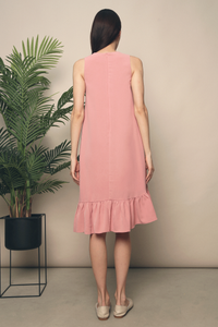 Como Ruffles Sleeveless Dress Rose