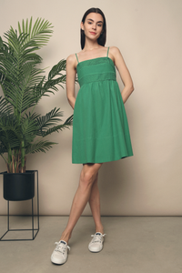 Gwella Pleated Strappy Dress Green