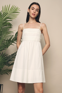 Gwella Pleated Strappy Dress White