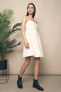 Gwella Pleated Strappy Dress White