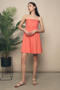 Gwella Pleated Strappy Dress Coral
