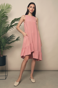 Como Ruffles Sleeveless Dress Rose