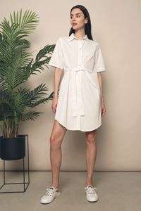 Dylan Tie Shirt Dress White
