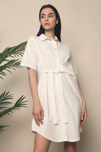 Dylan Tie Shirt Dress White
