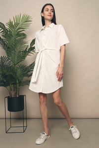 Dylan Tie Shirt Dress White