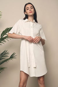 Dylan Tie Shirt Dress White