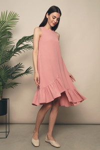 Como Ruffles Sleeveless Dress Rose