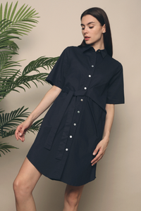 Dylan Tie Shirt Dress Navy