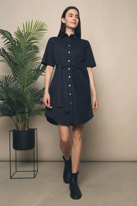 Dylan Tie Shirt Dress Navy