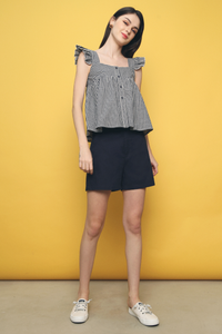 Eri Linen Mom Shorts Navy