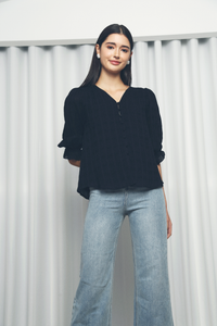 Estelle Checked Blouse Black