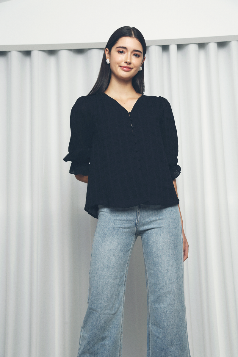 Estelle Checked Blouse Black