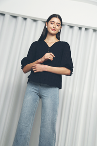 Estelle Checked Blouse Black