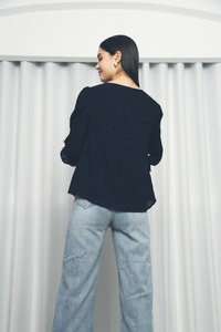 Estelle Checked Blouse Black