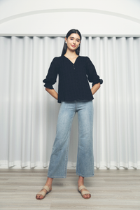 Estelle Checked Blouse Black