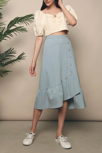Fawn Ruffles Denim Skirt Light Denim