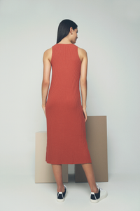 Gwendolyn Bare Minimal Midi Dress Rust (Restock)