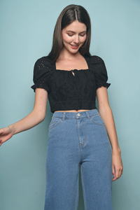 Hayden Wide Leg Denim Pants Med Denim